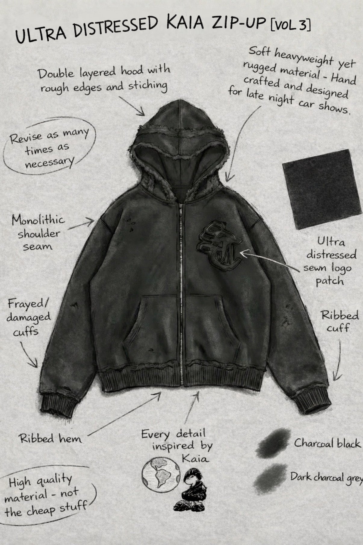 ULTRA DISTRESSED KAIA ZIP-UP